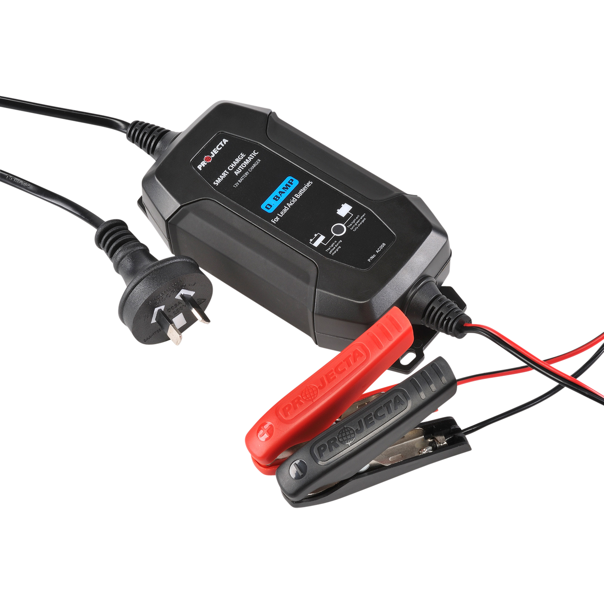 Proecta battery charger with cables on