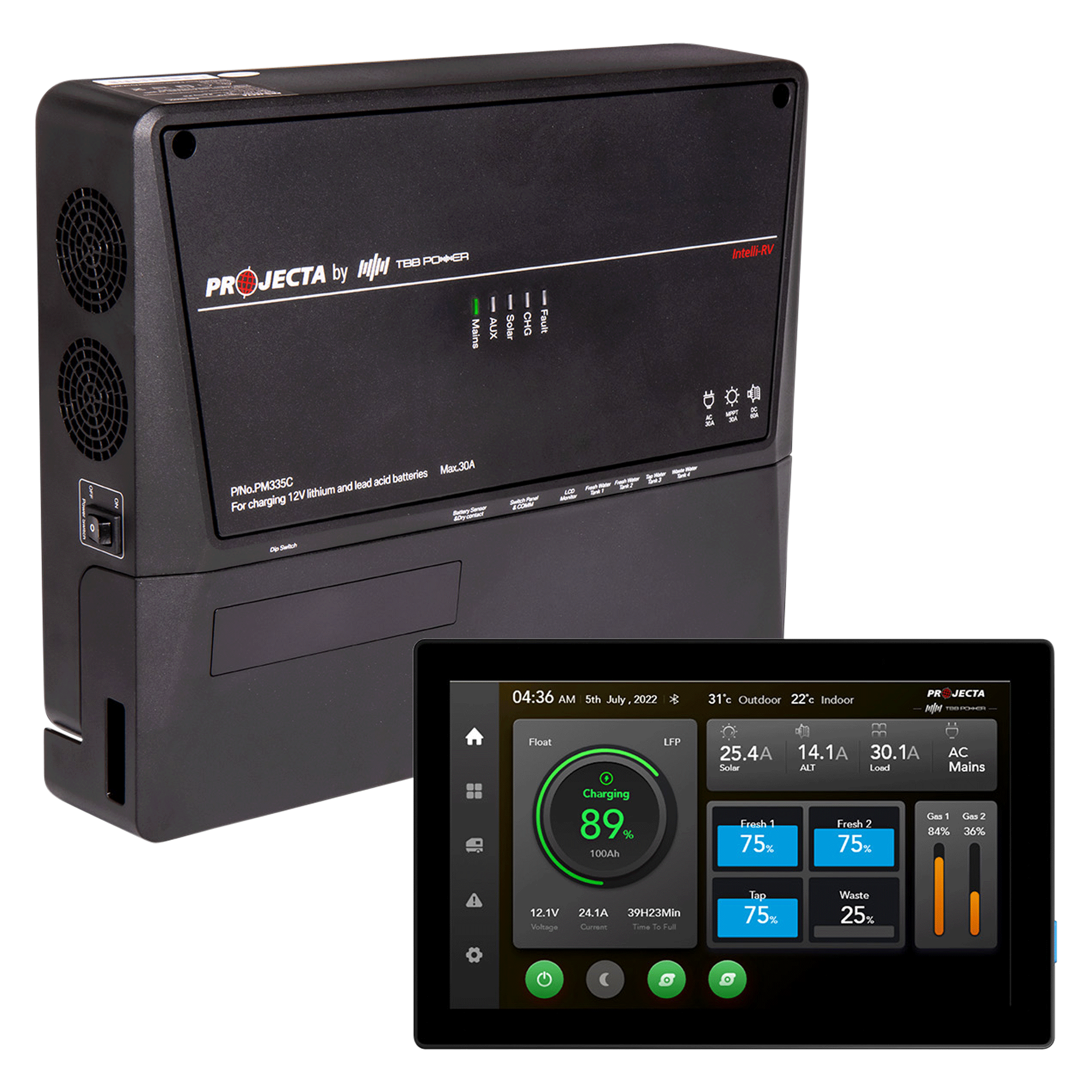 Power Management System with 7” Bluetooth Display