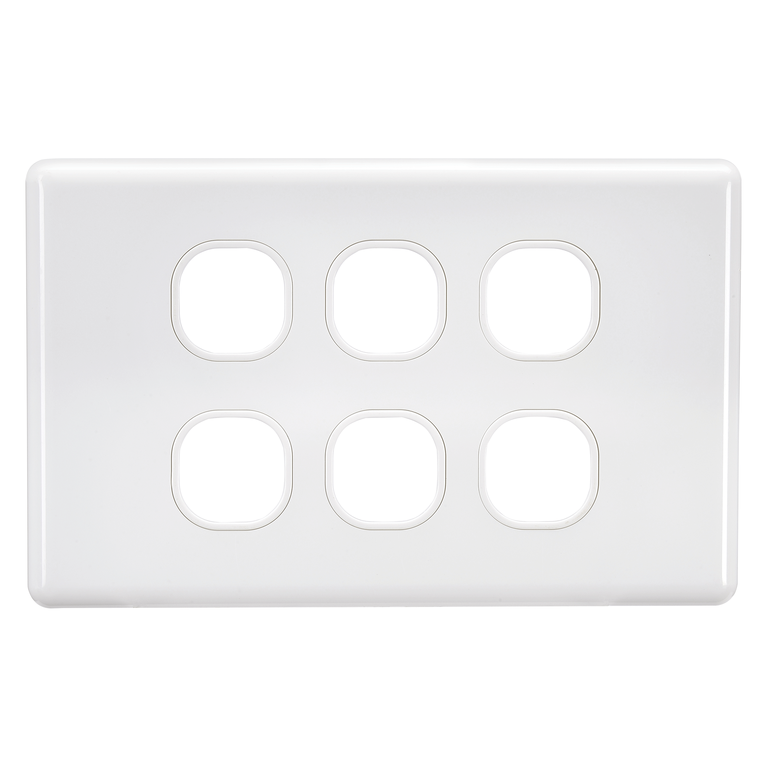 6 Gang Blank Switch Plate - White