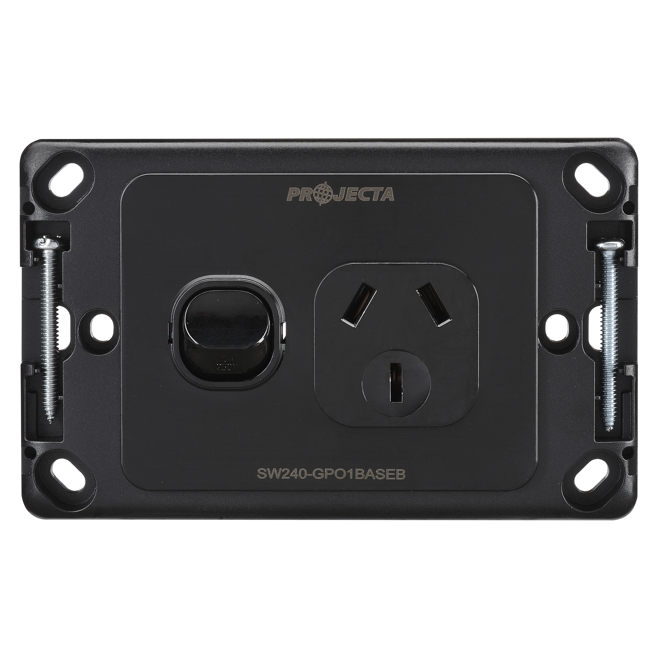 10A Single GPO Power Point - Black Without Fascia