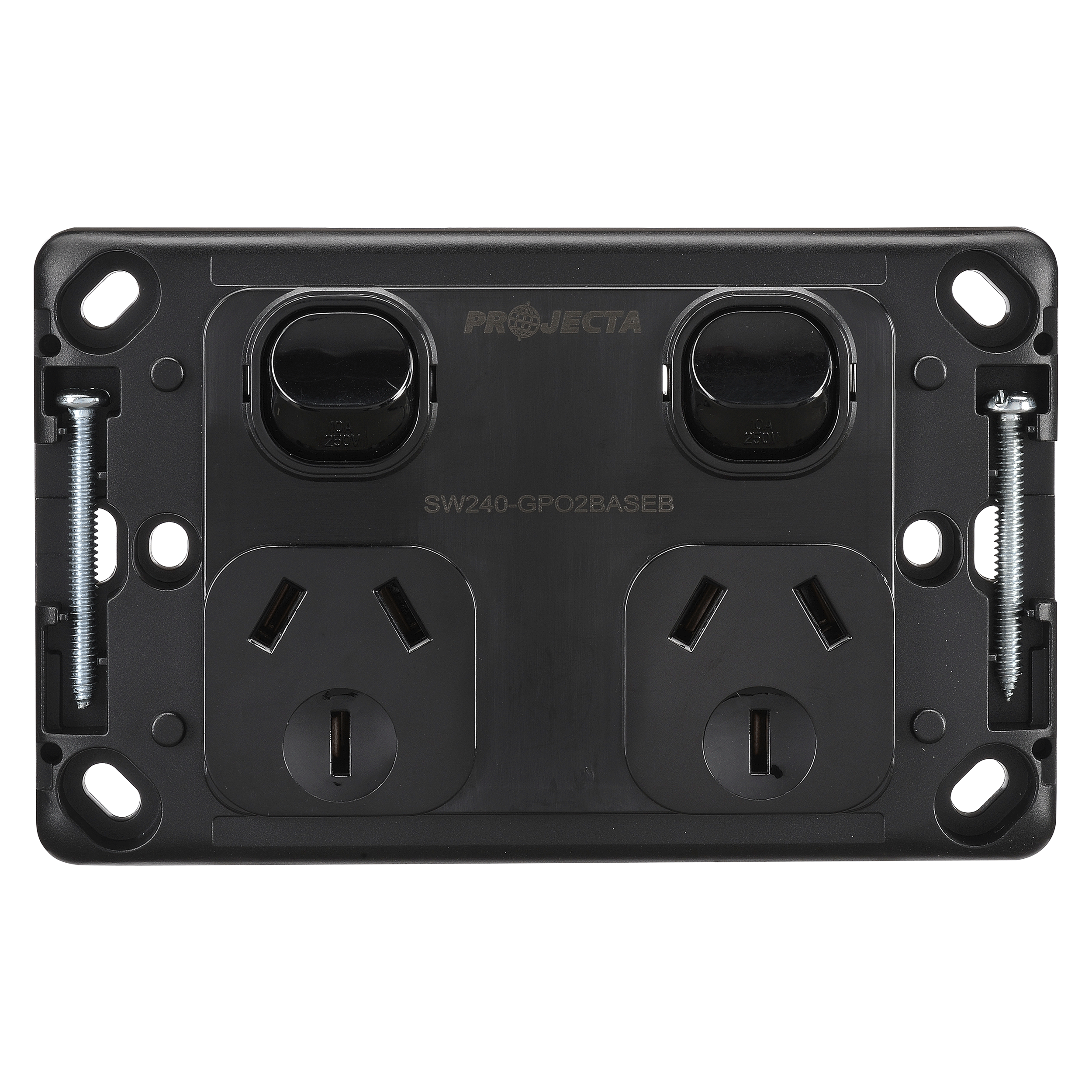 10A Double GPO Power Point - Black Without Fascia