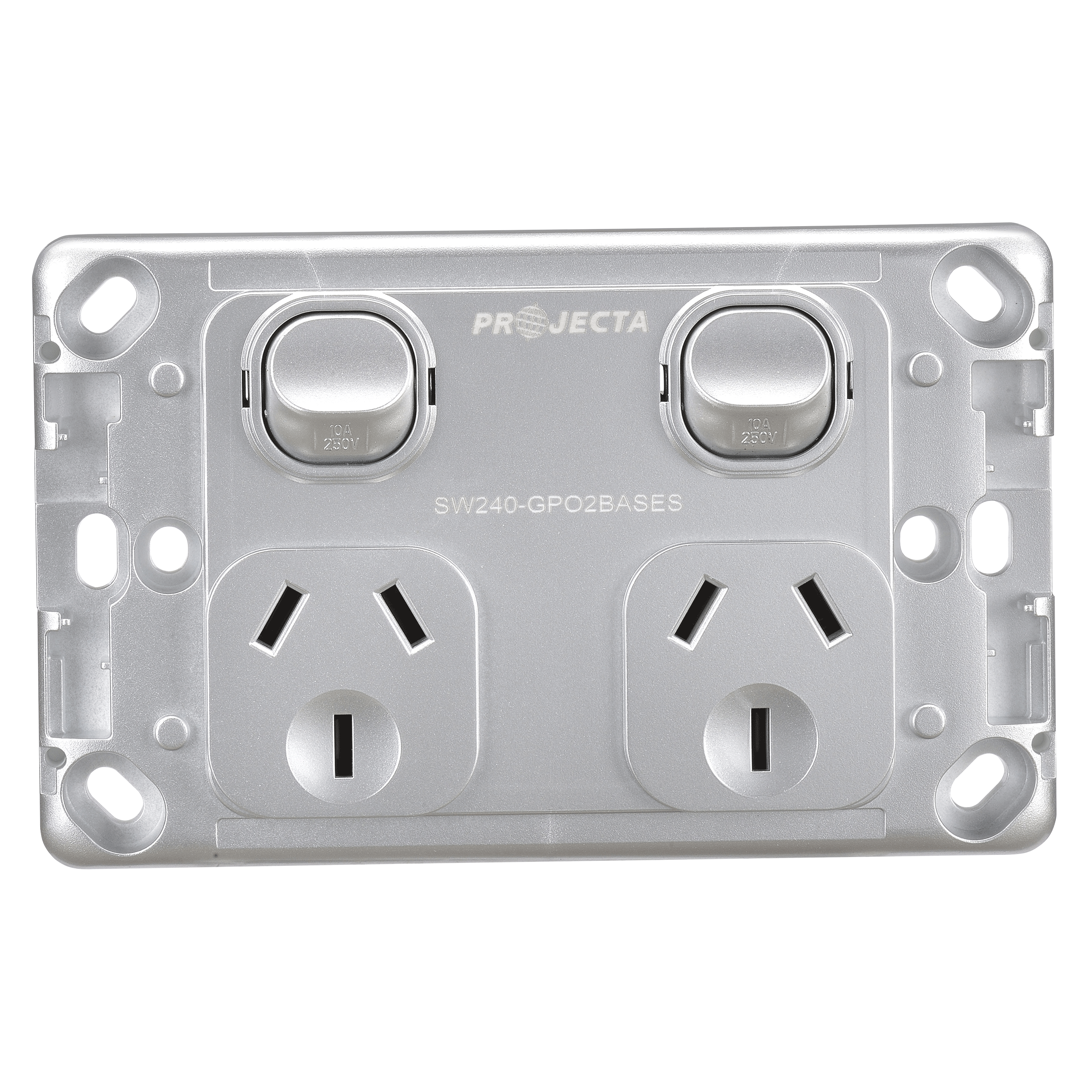 DOUBLE GPO 240V 10A SILVERBASE